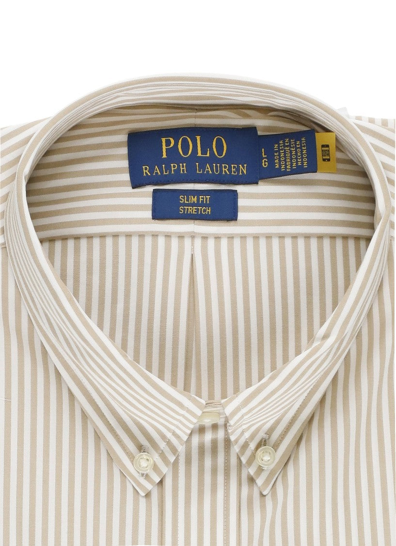 Polo Ralph Lauren Beige Pony Striped Cotton Shirt