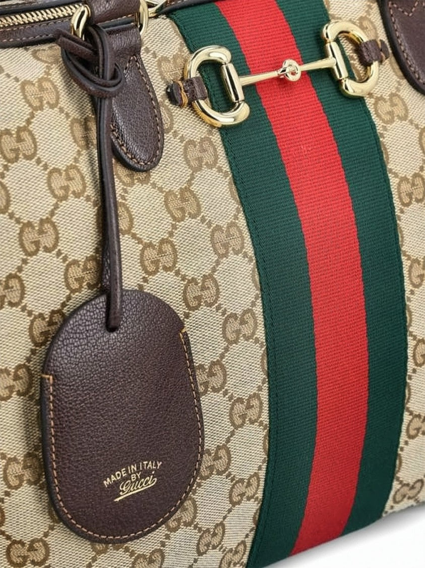 Gucci Large Boston Bag In Beige Gg Canvas