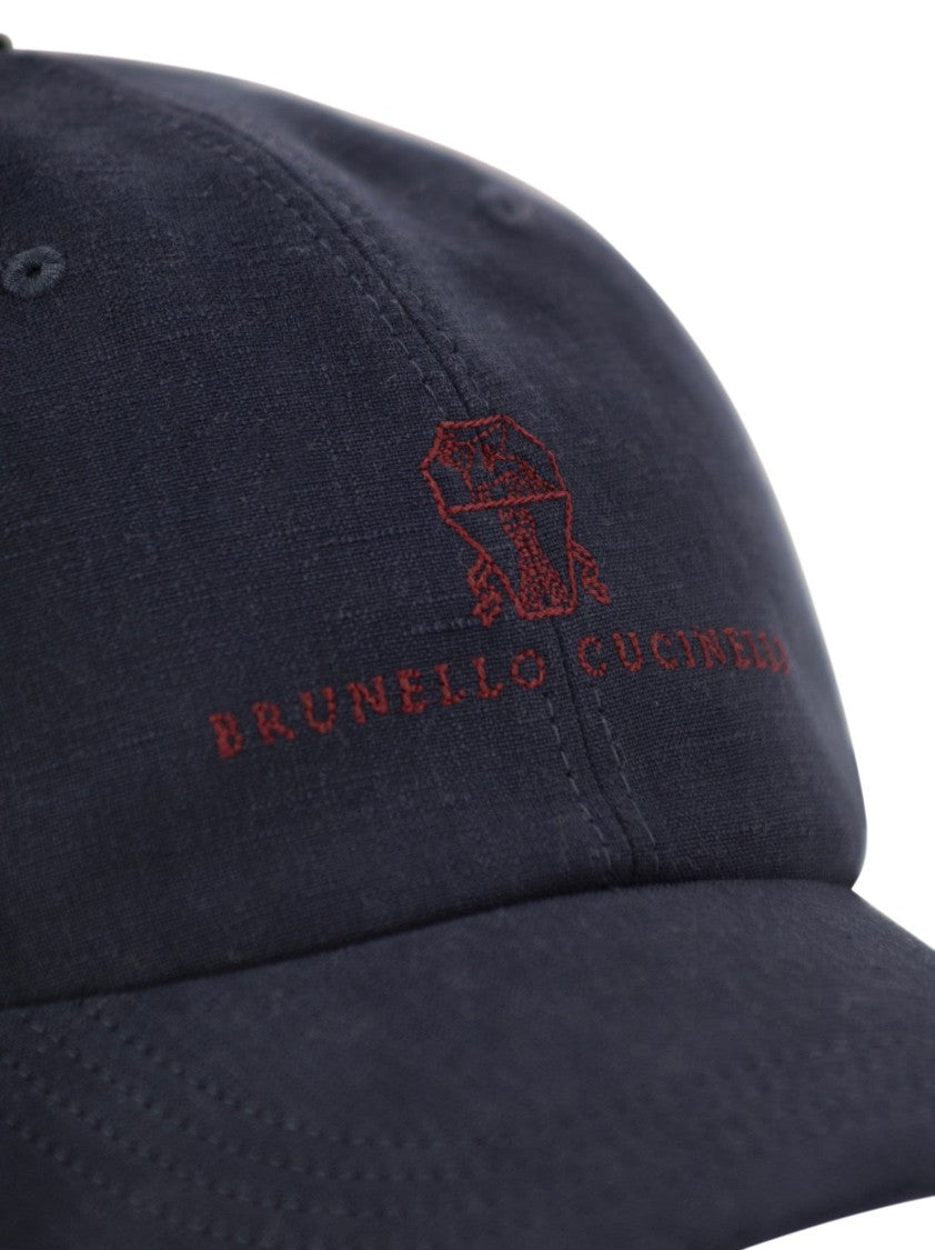 Brunello Cucinelli Diagonal Linen, Wool And Silk Baseball Cap