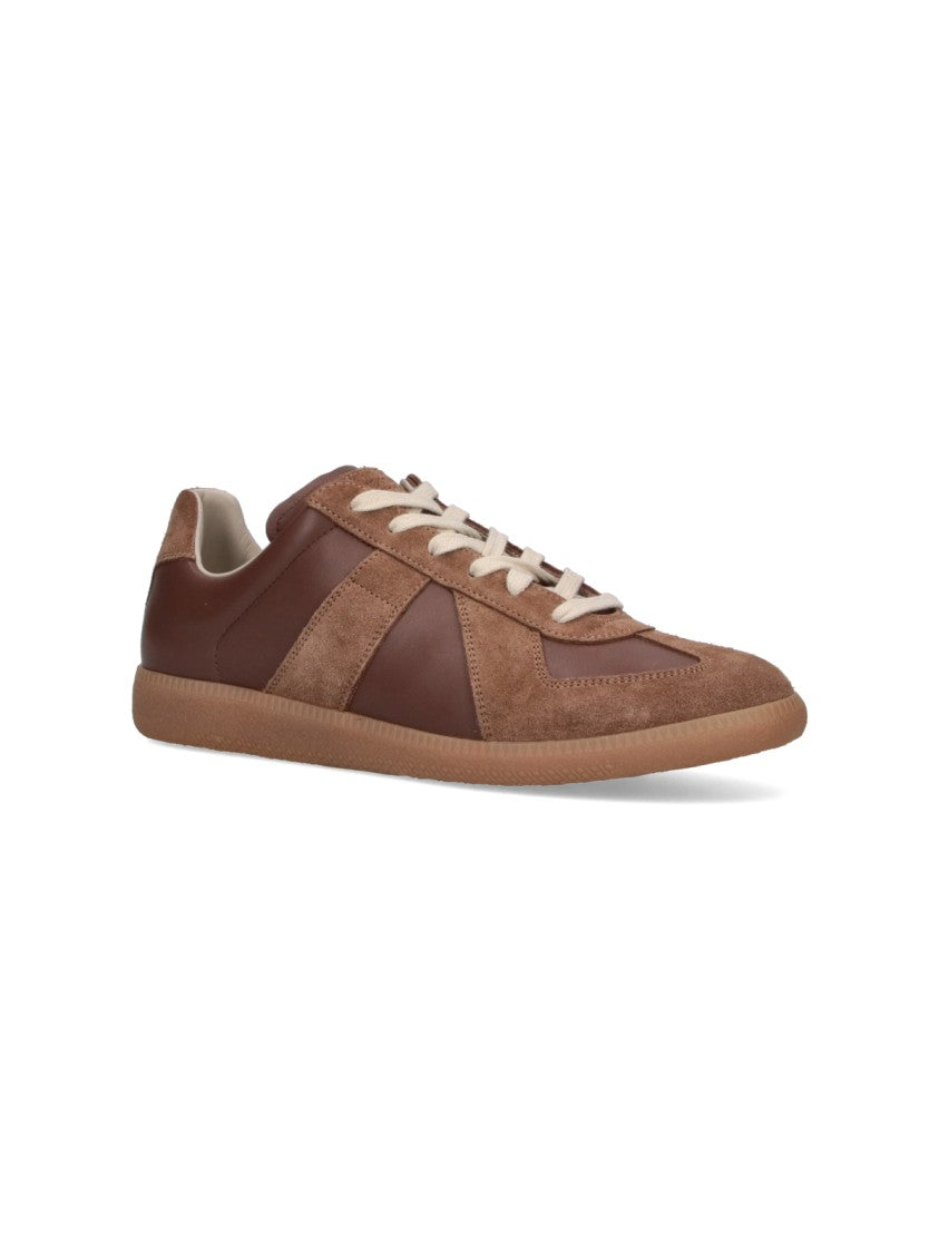 Maison Margiela Brown Suede Panel Low-Top Sneakers