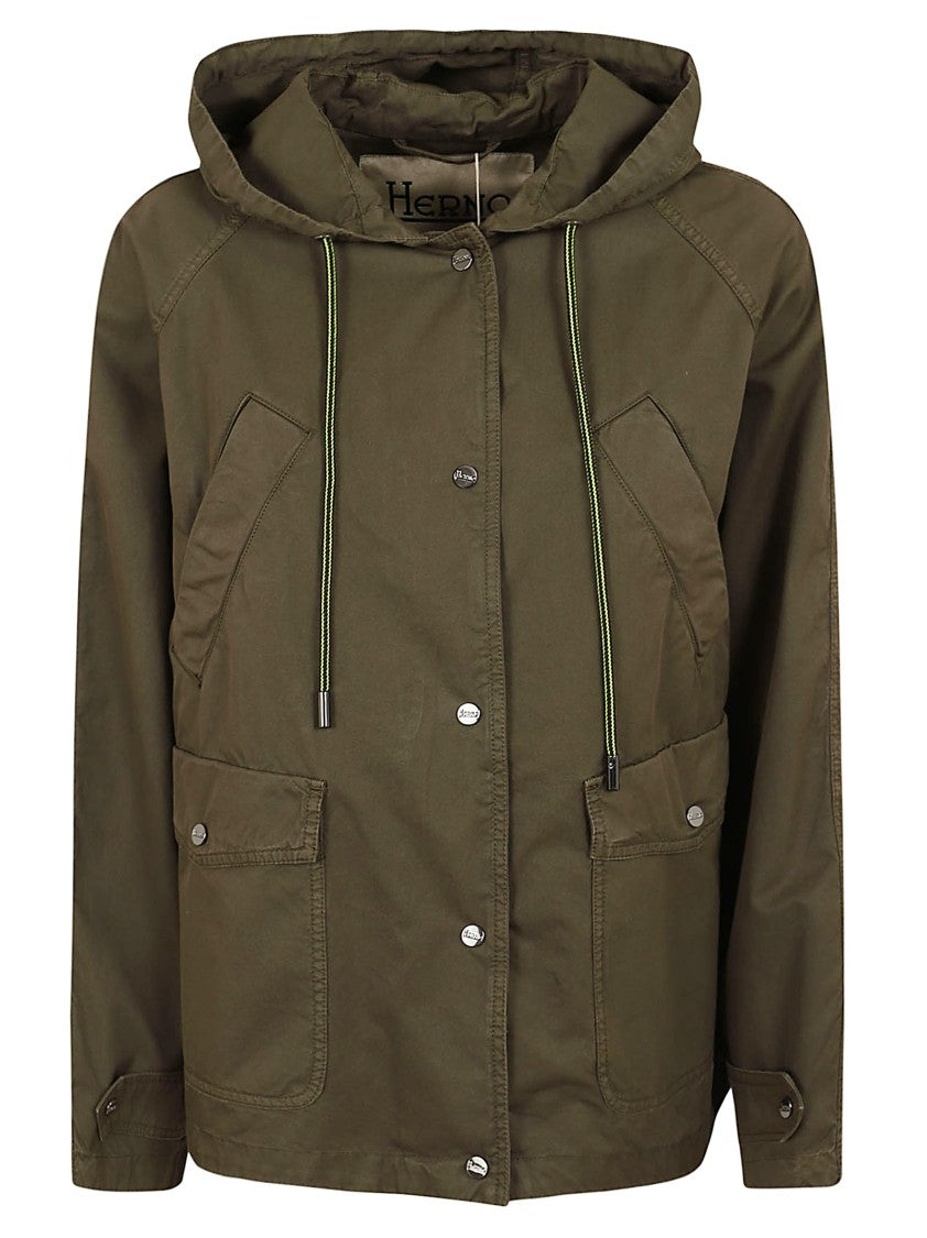 Herno Short Padded Jacket With Hood And Flap Pockets
