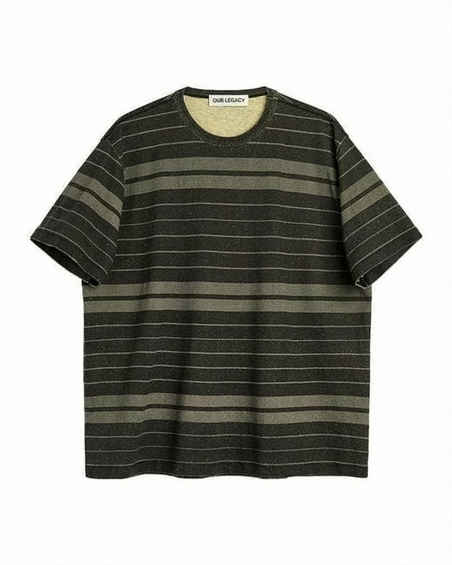 Our Legacy Relaxed Fit Black Short-Sleeved T-Shirt With Horizontal Stripes