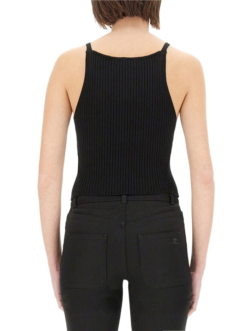 Courrèges Fitted Ribbed Tank Top With High Neckline