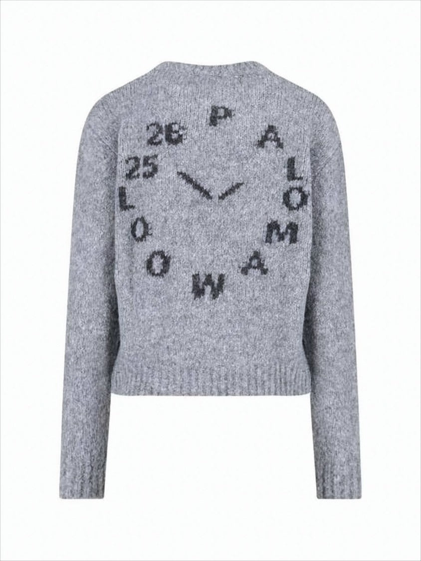 Paloma Wool Cropped Knit Sweater With Clock-Inspired Design