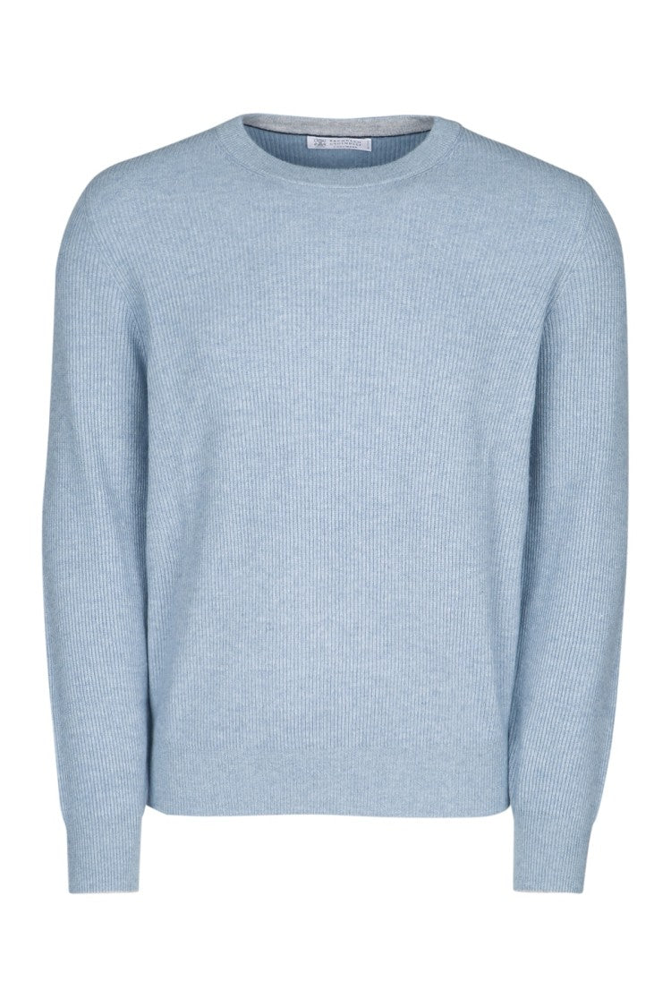 Brunello Cucinelli English Rib Cash Crewnk Sweater