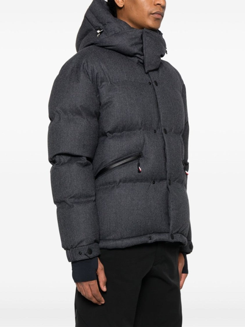 Moncler Grenoble Anthracite Grey Virgin Wool Ski Jacket With Detachable Hood