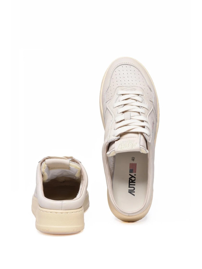 Autry Beige Slip-On Leather Sneaker Mules