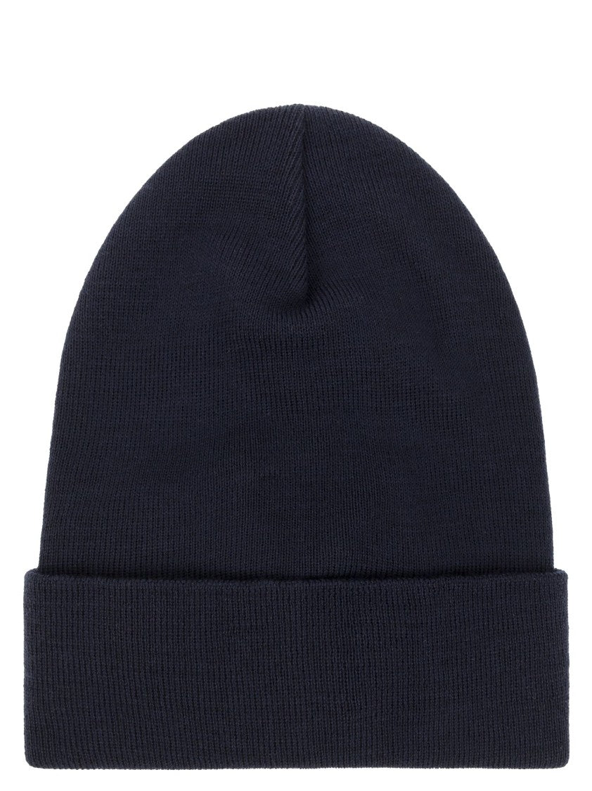 Moncler Grenoble Wool Beanie With Logo Appliqué And Ribbed Knit