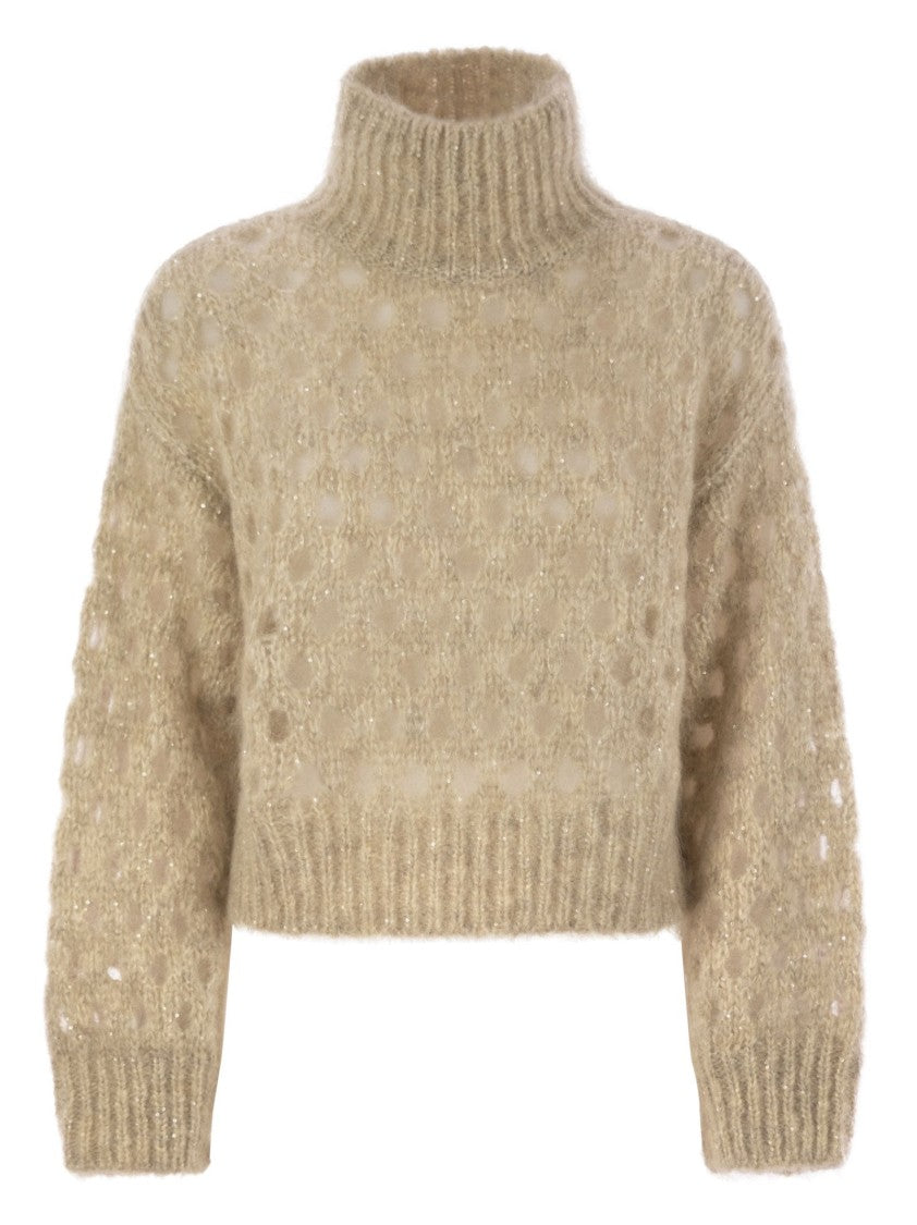 Brunello Cucinelli Dazzling Net Turtleneck Sweater