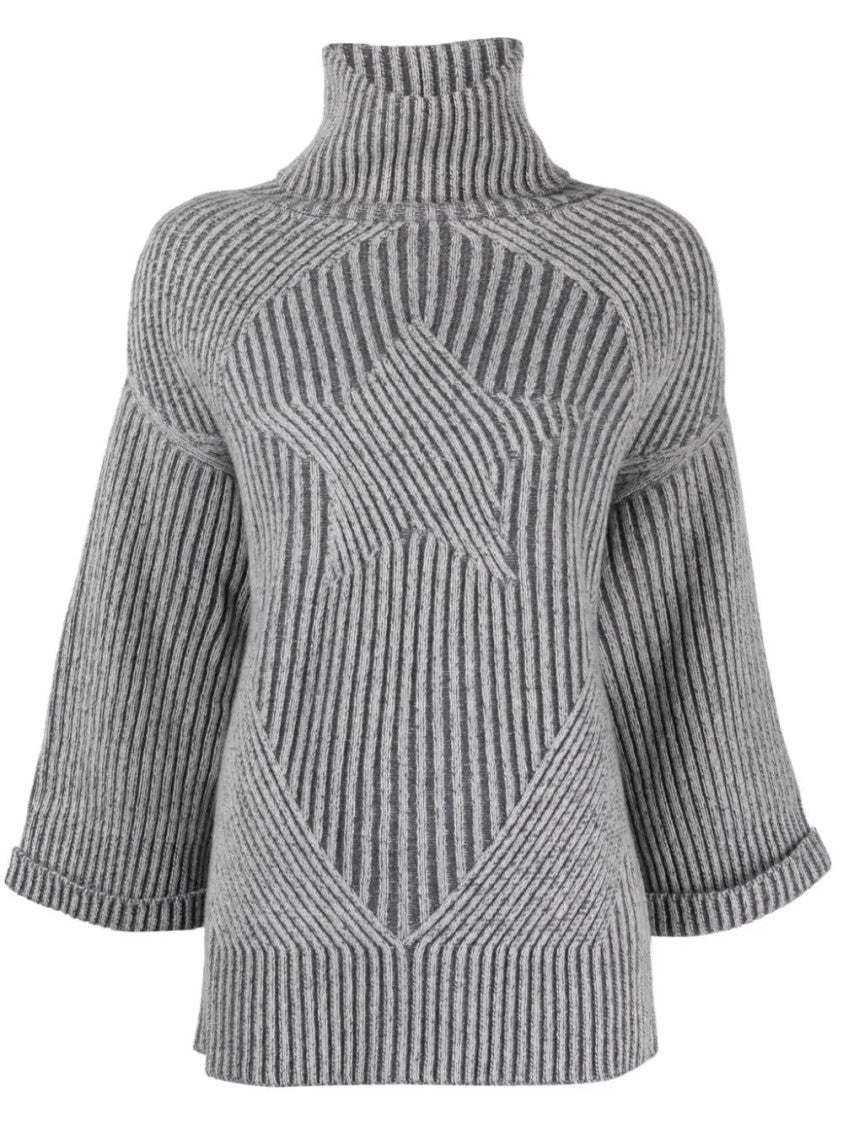 Lorena Antoniazzi Ribbed Knit Turtleneck Sweater With Star Pattern