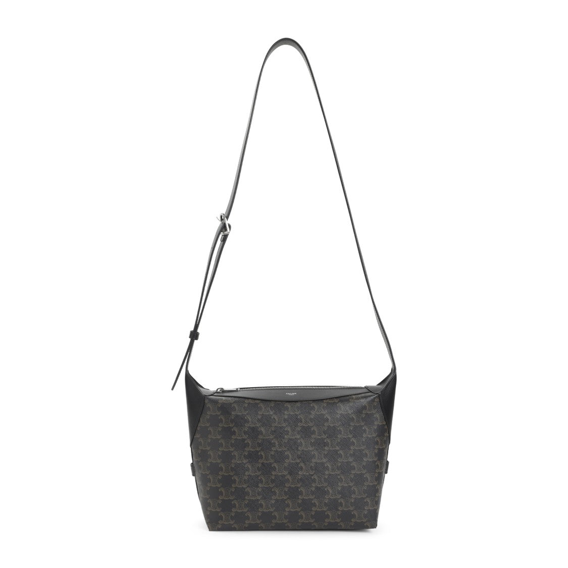 Celine Textile Crossbody Bag With Signature Triomphe Logo And Adjustable Leather Strap
