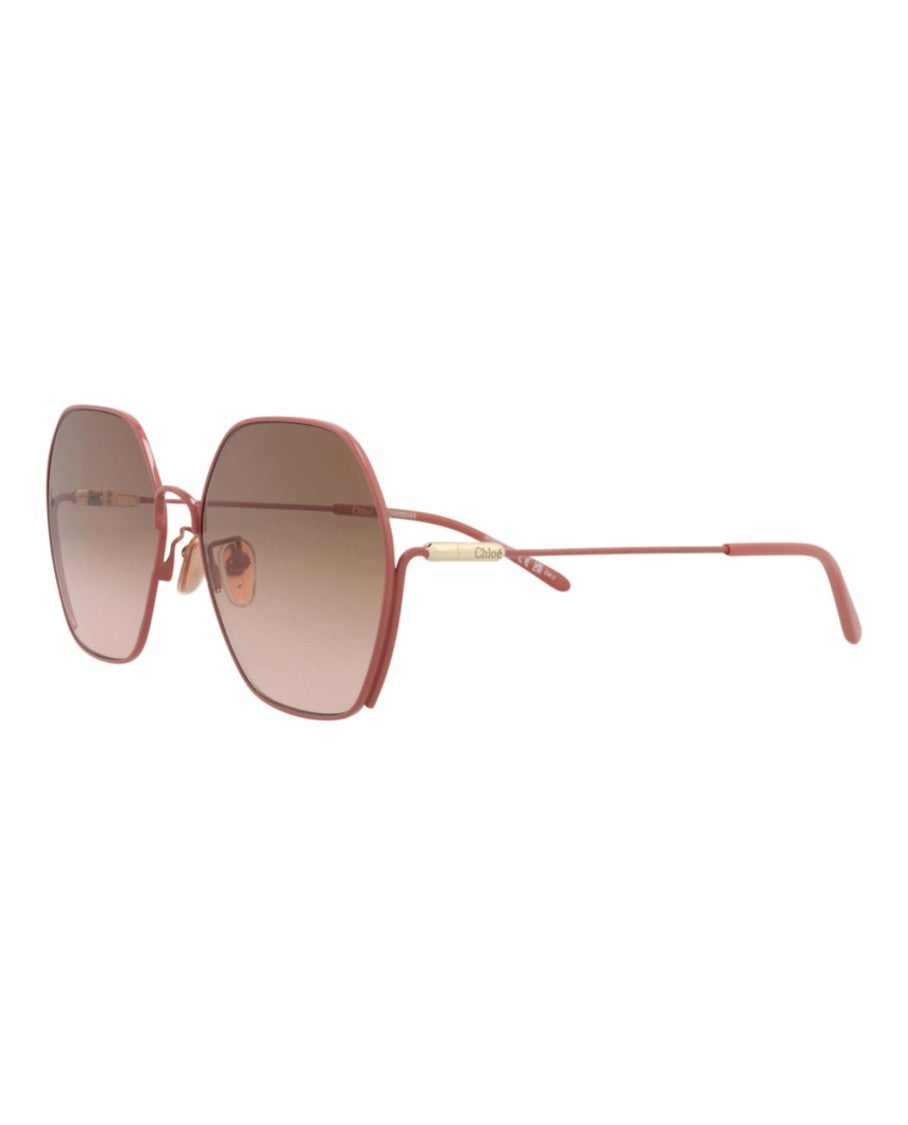 Chloé Round-Frame Metal Sunglasses With Adjustable Nose Pads