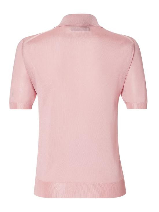 Fendi Shiny Viscose Short-Sleeved Polo Shirt With Classic Collar
