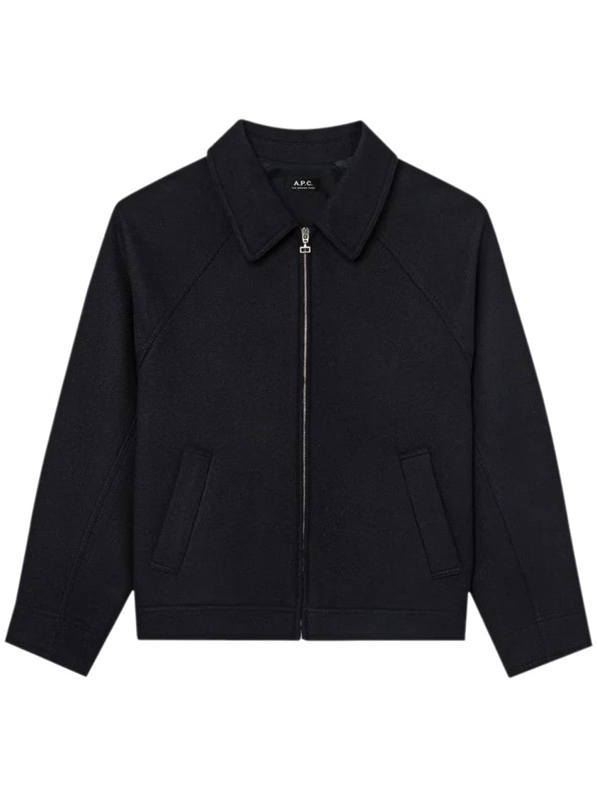 A.P.C. Rich Blue Wool Blend Structured Blouson Jacket
