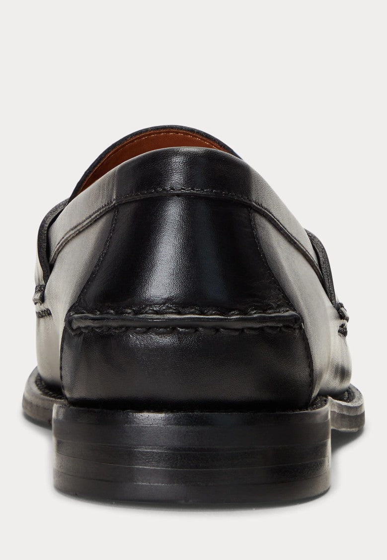 Polo Ralph Lauren Black Leather Penny Loafers With Polished Finish