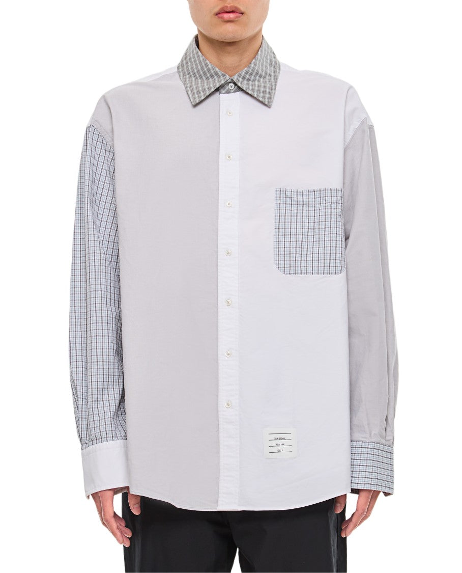 Thom Browne Patchwork Oversized Cotton Shirt With Adjustable Cuffs