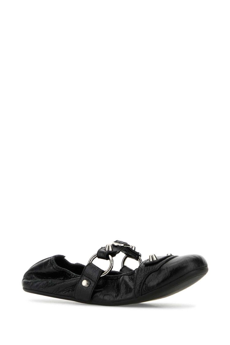 Balenciaga Black Leather City Ballerinas