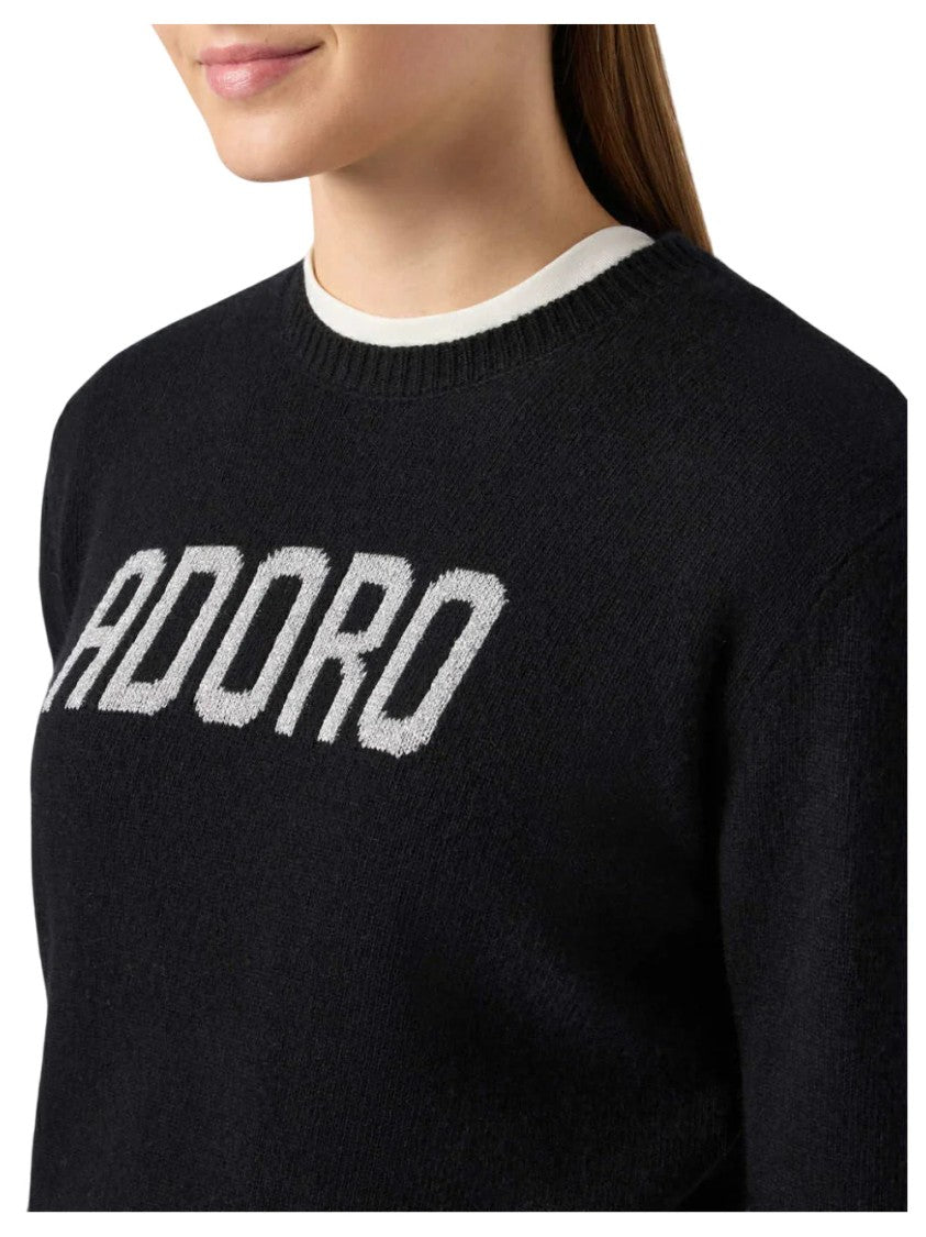 Mc2 Saint Barth Contrasting Text Knit Sweater With Crew Neckline