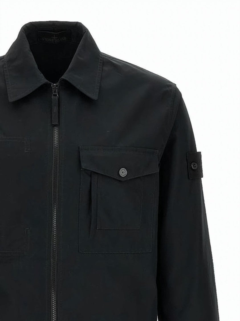 Stone Island Black Jacket With Front Zipper
