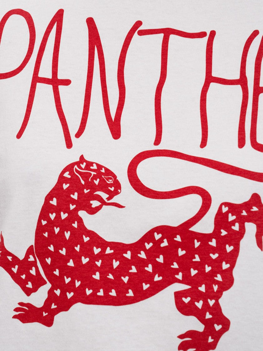 Valentino White Relaxed-Fit Panther Graphic T-Shirt