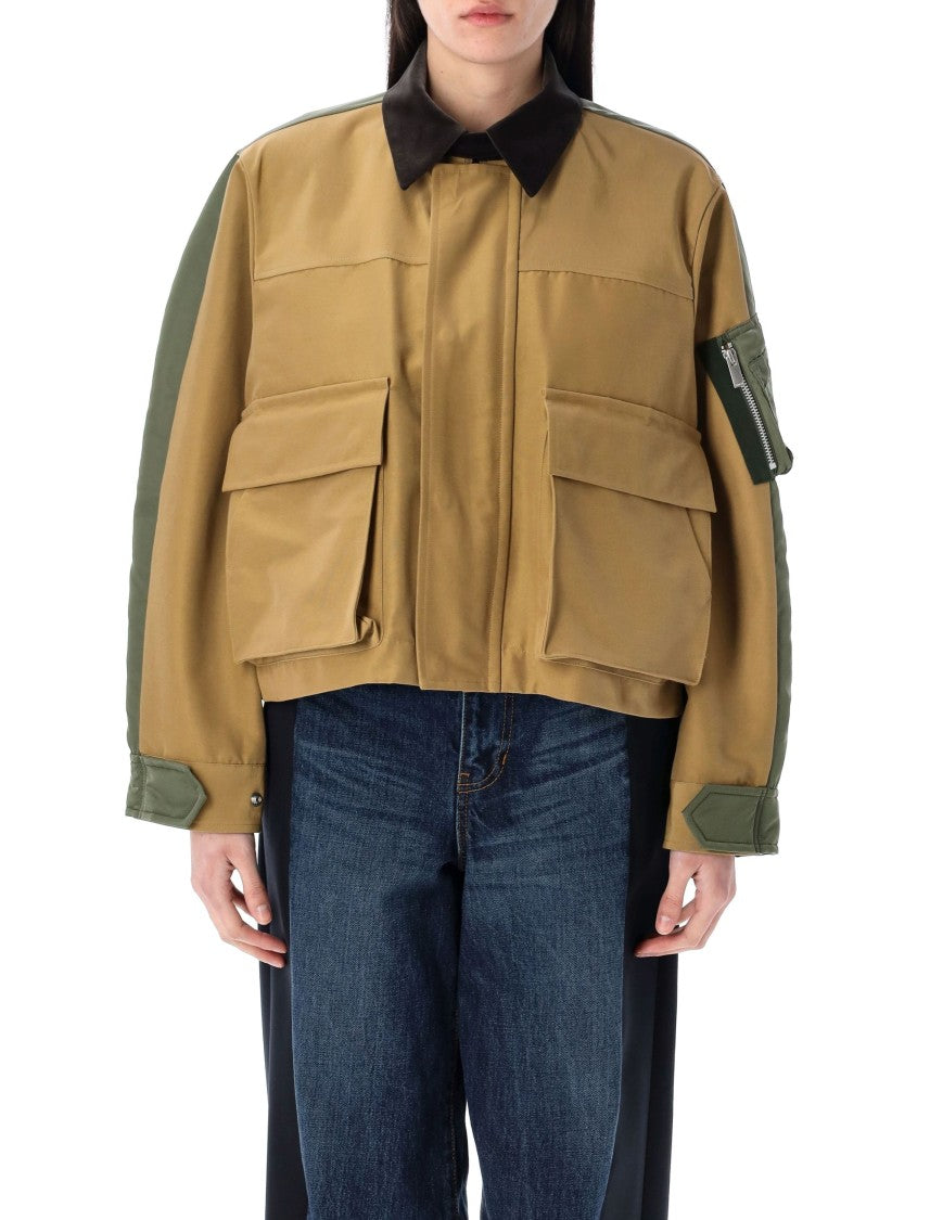 Sacai Grossgrain Nylon Twill Blouson With Velvet Collar