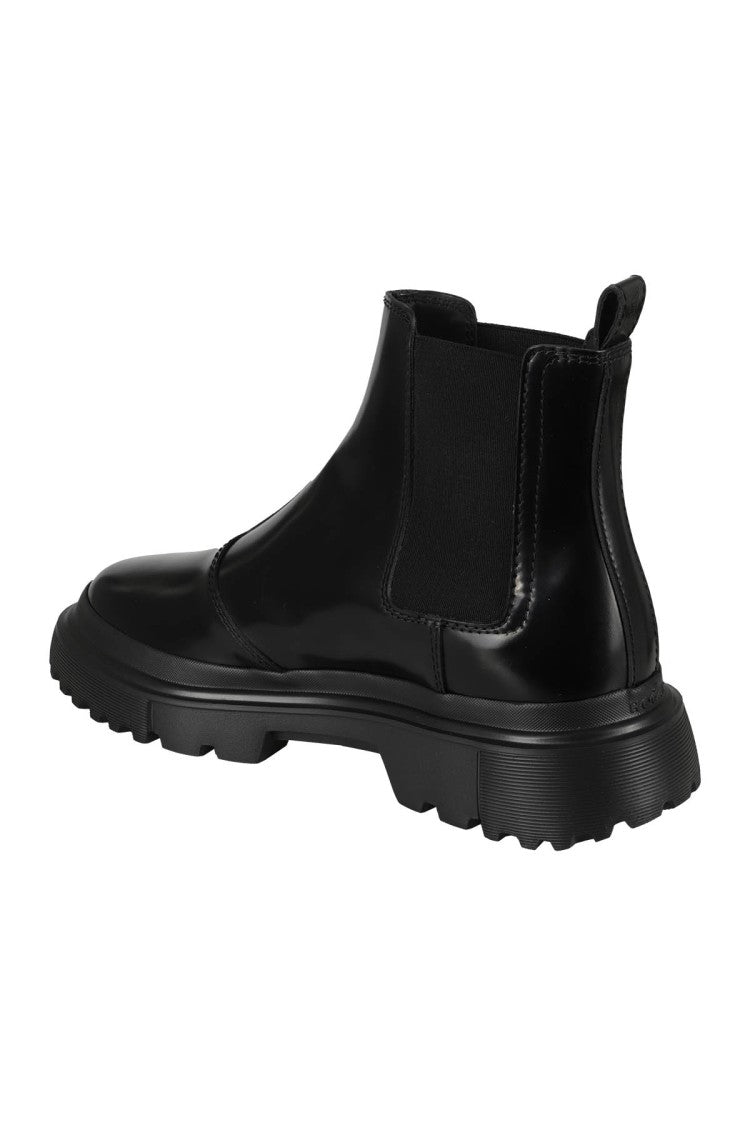 Hogan H629 Chelsea Black Glossy Leather Ankle Boot