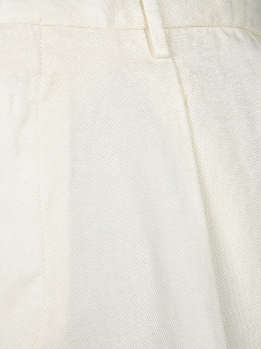 Dell'oglio Tailored White Trousers With Classic Waistband