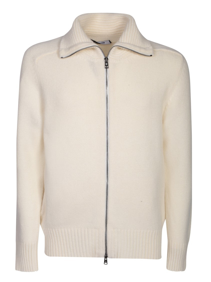 Tagliatore Cream Zipped Cardigan