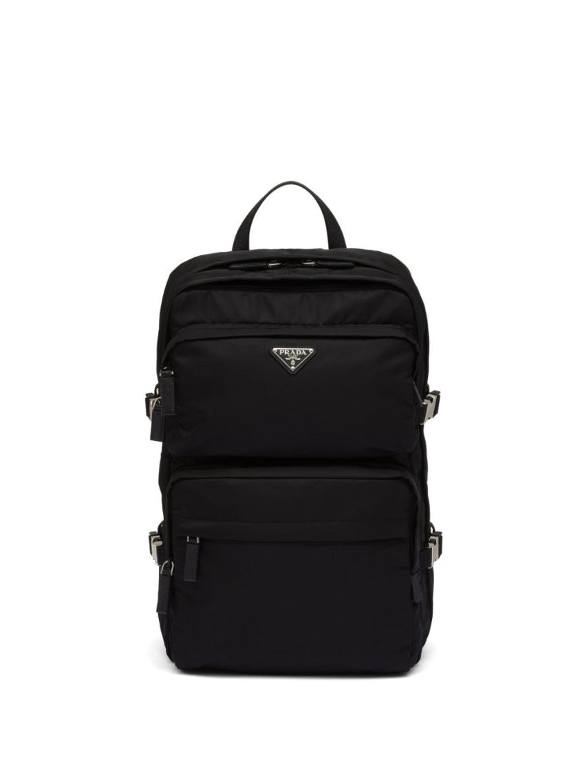 Prada Black Structured Zippered Compartments Backpack