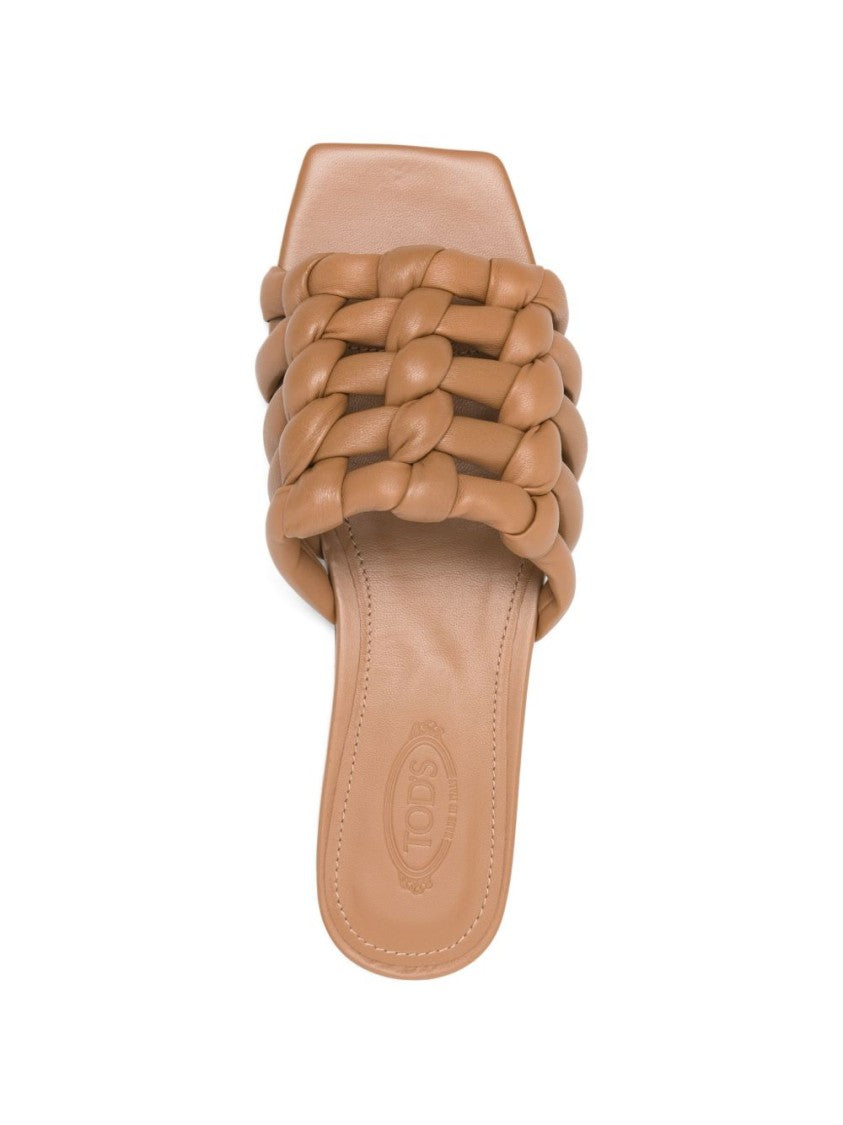 Tod's Brown Woven Design Open Toe Sandals
