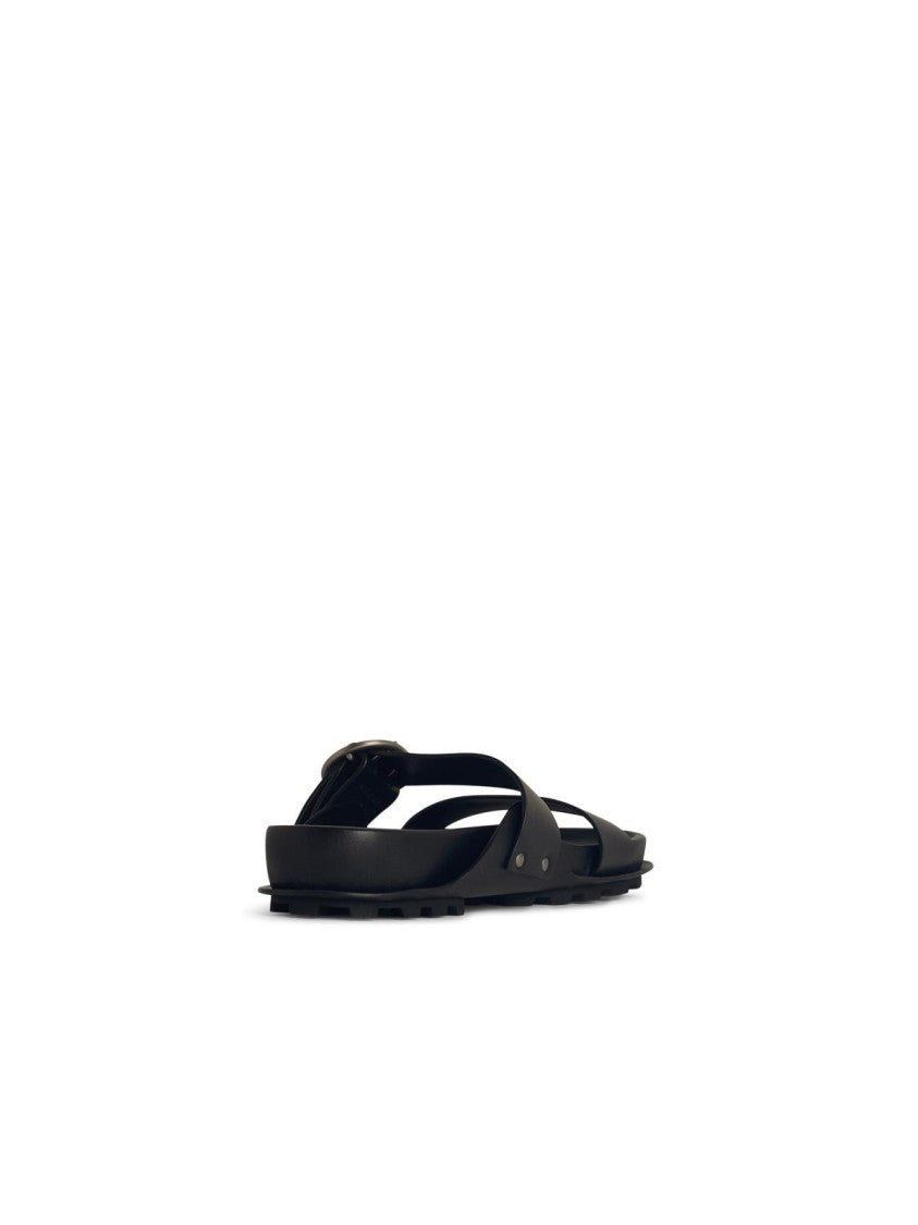 Jil Sander Black Leather Slippers