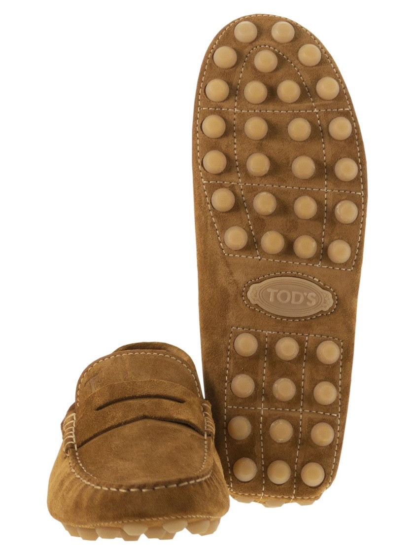 Tod's Contemporary Suede Gommino Moccasin With Embossed Monogram