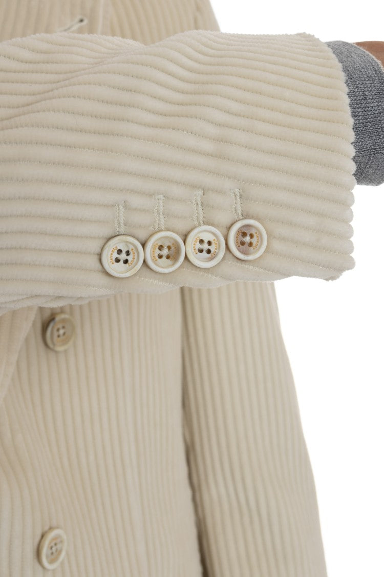 Eleventy Double-Breasted Velvet Jacket Costa Roccia