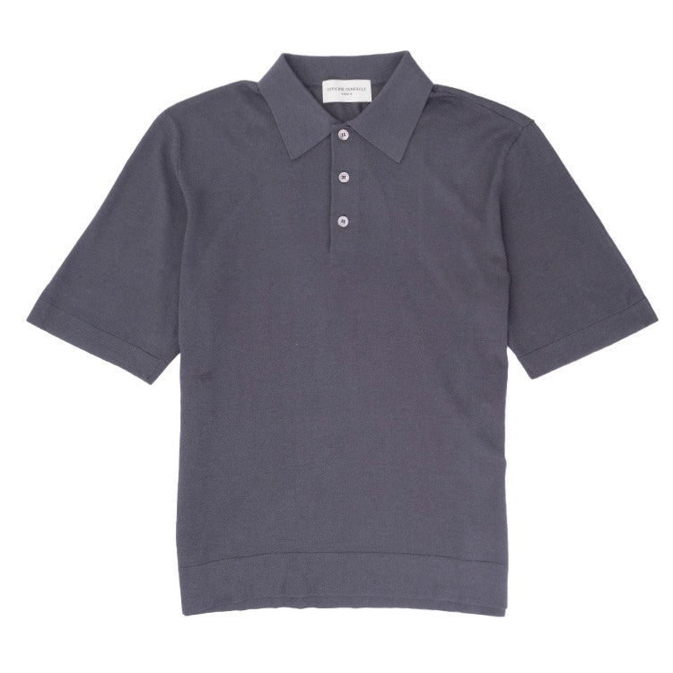 Officine Generale Short Sleeve Knitted Polo With Johnny Collar