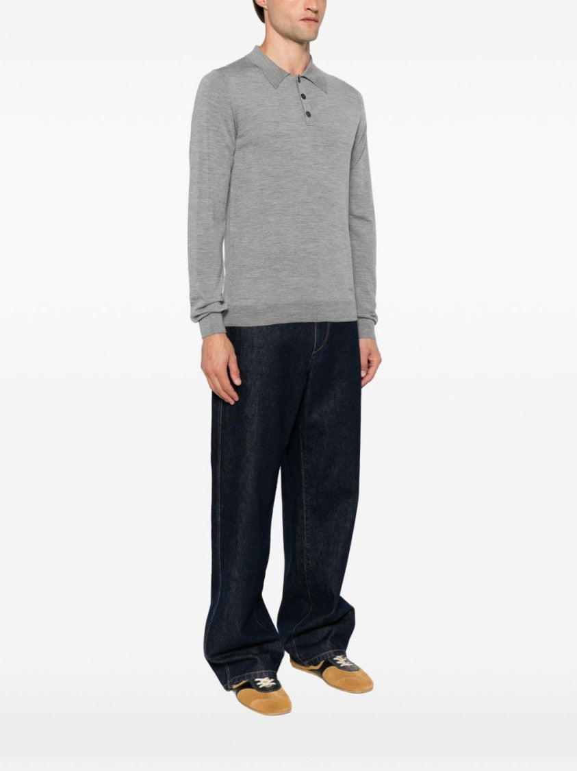 Lanvin Long-Sleeve Polo Shirt In Luxurious Silk-Nylon Blend