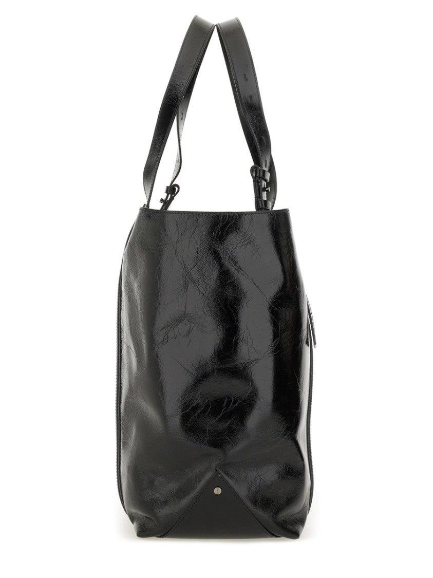 Golden Goose Black Leather Tote With Structured Silhouette
