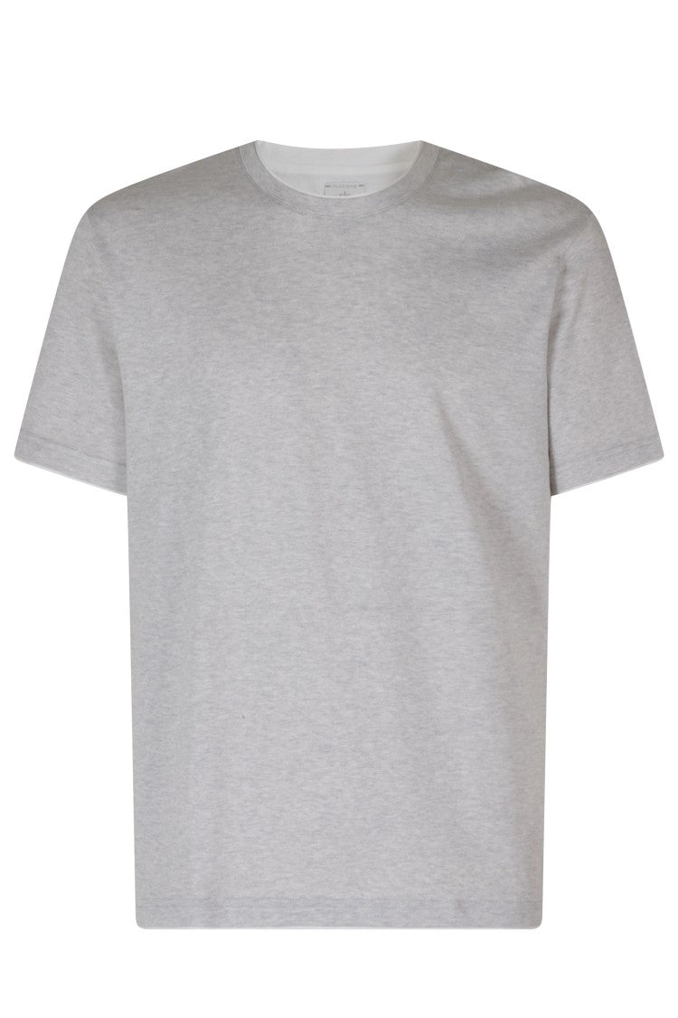Eleventy Crewneck Melange Trim Cotton T-Shirt