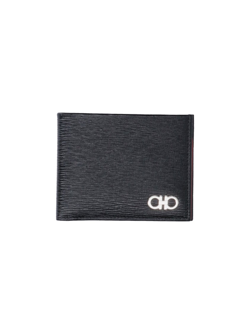 Ferragamo Black Gancini Leather Bi-Fold Wallet