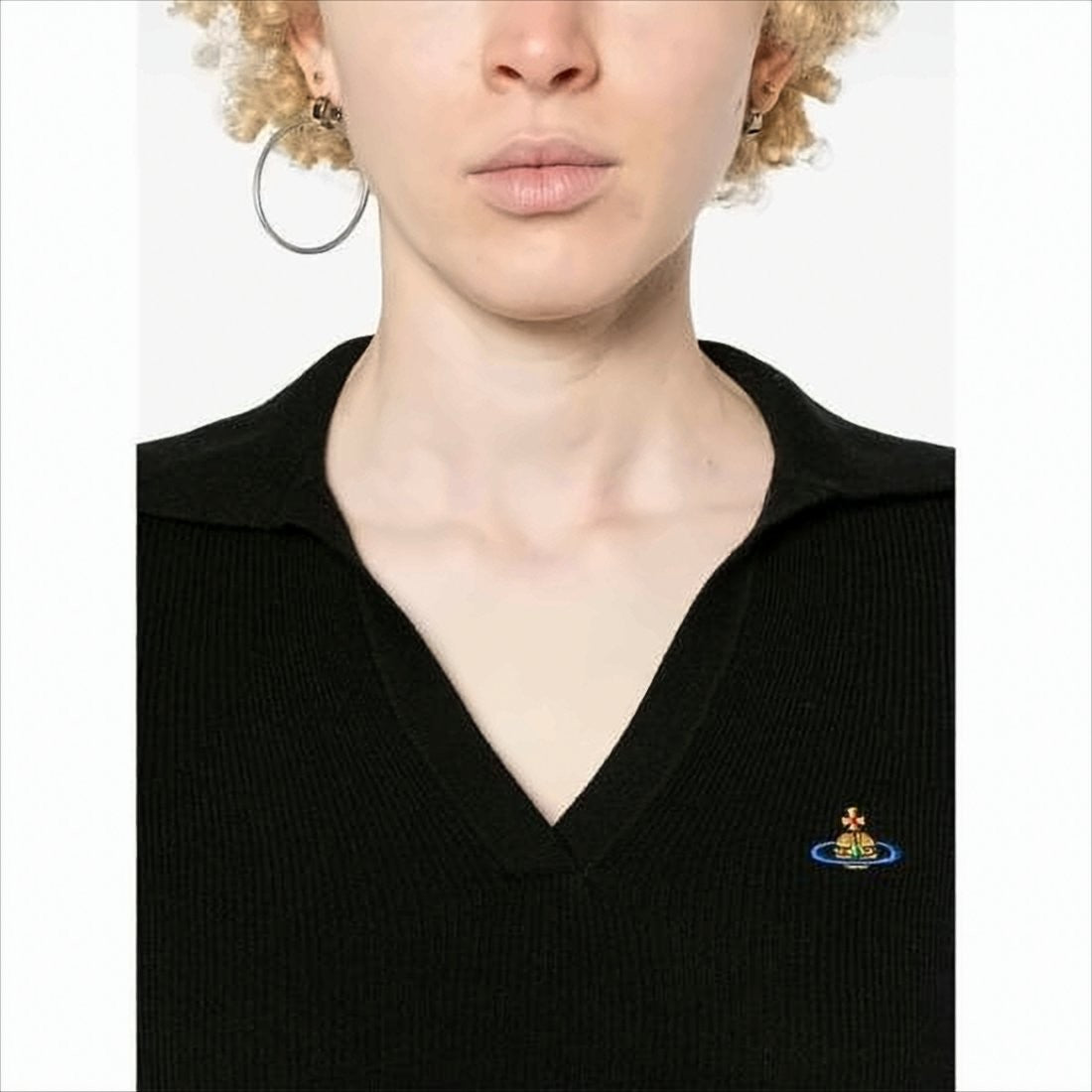 Vivienne Westwood Fitted Deep V-Neck Sweater With Ribbed Texture