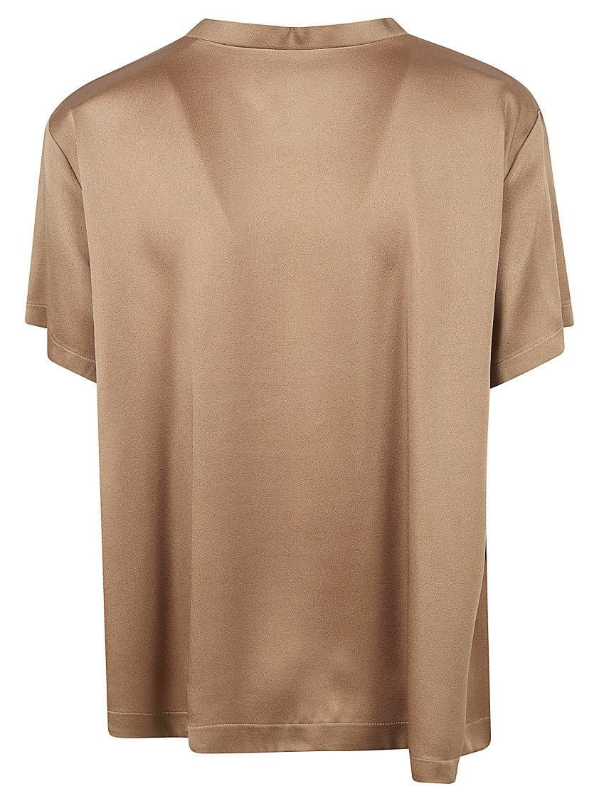 Fabiana Filippi V-Neck Brown Top With Short Sleeves