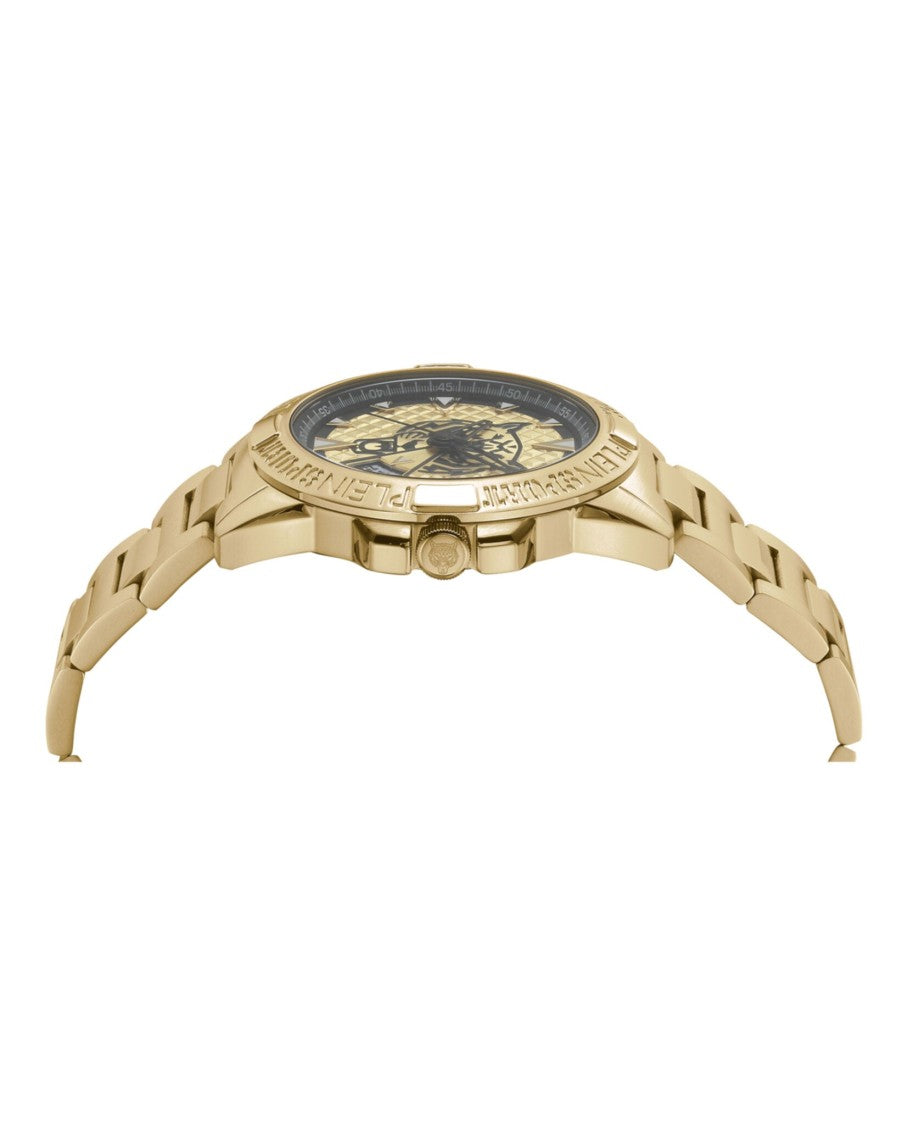 Plein Sport Touchdown Bracelet Watch With Gold Guilloche Dial