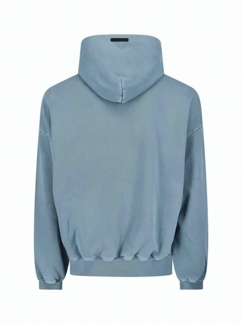 Fear Of God Washed Blue Cotton Long-Sleeve Hoodie