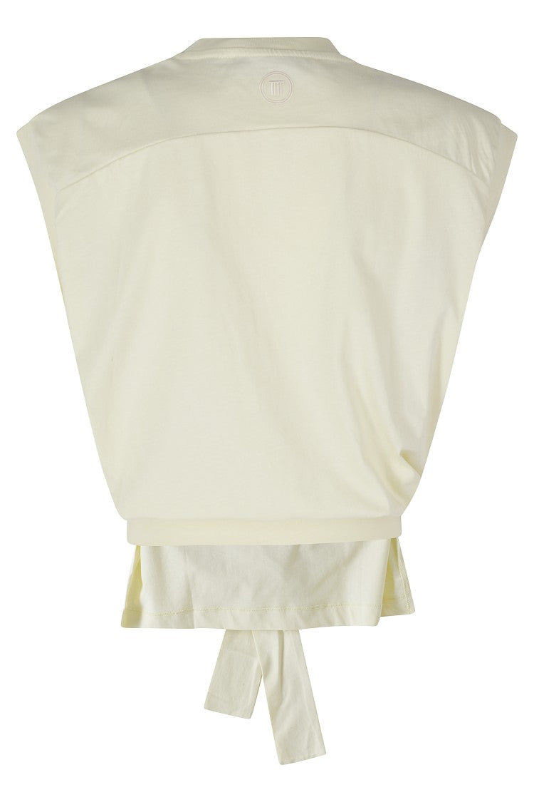 Tela Yellow Sacco Adjustable Ribbon Cotton T-Shirt