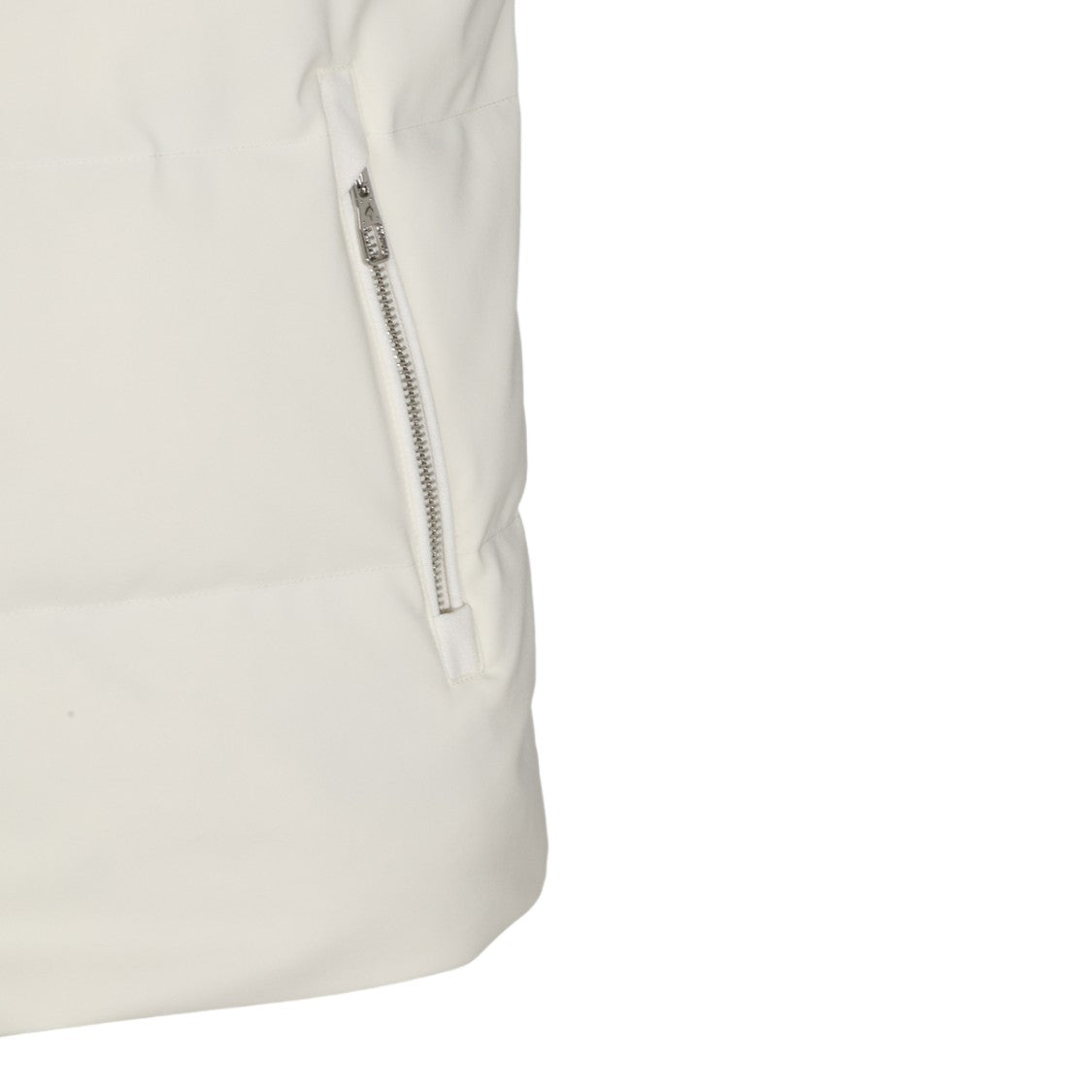 Montecore White Sleeveless High Collar Hooded Coat