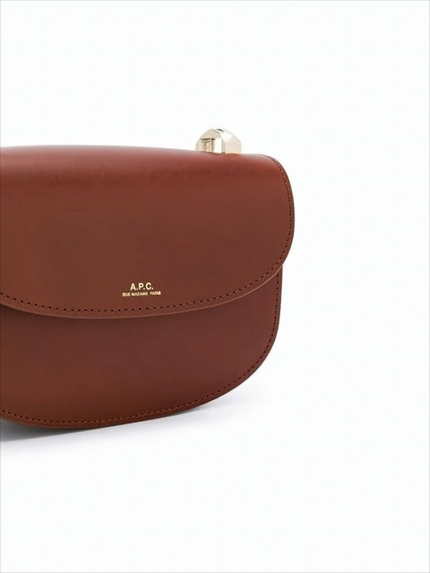 A.P.C. Structured Brown Cowhide Leather Crossbody Bag