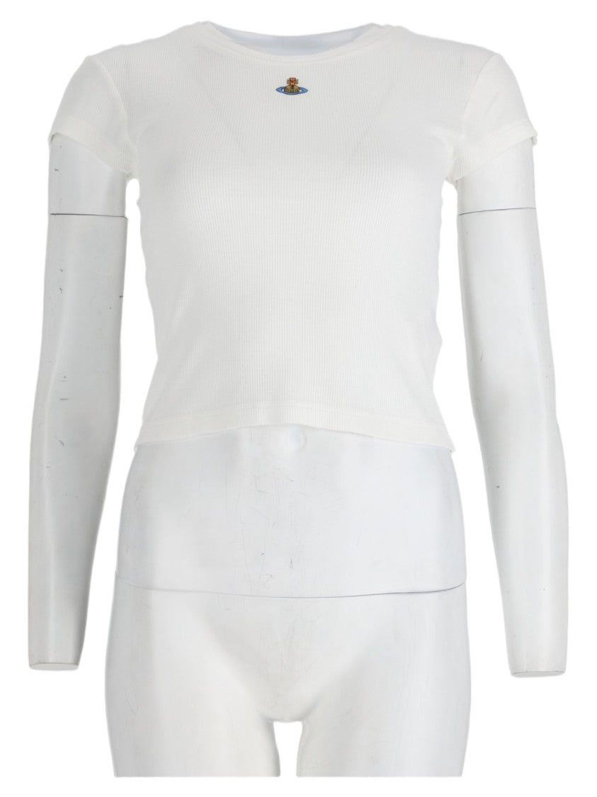 Vivienne Westwood White Ribbed Viscose-Blend Top