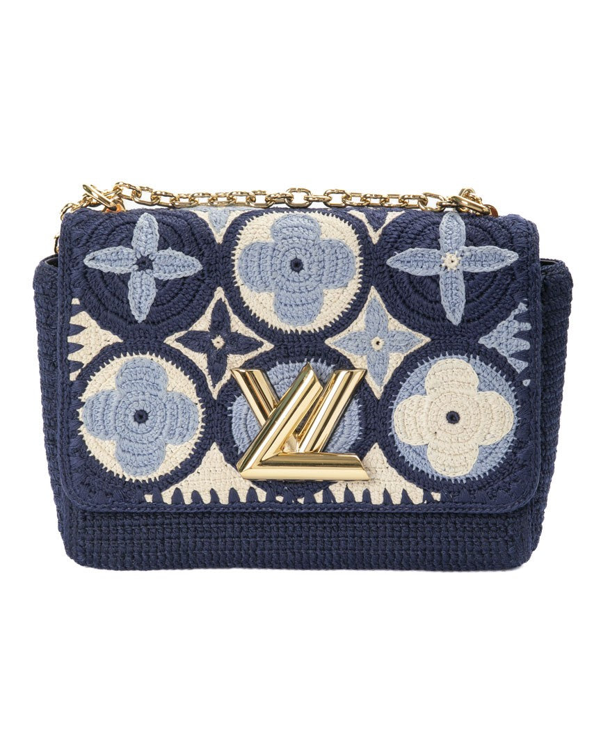 Louis Vuitton Twist Mm Blue Crochet Shoulder Bag