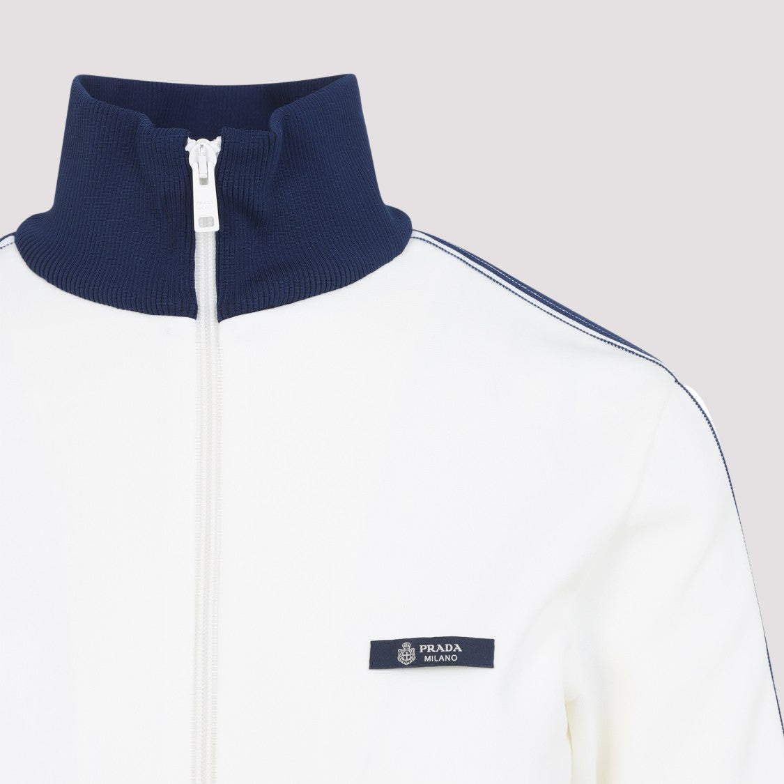 Prada Cropped Polyester Jacket With High Ribbed Collar