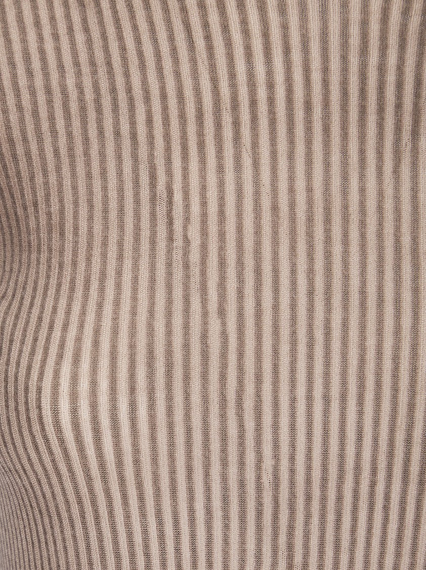 Uma Wang Slim Fit Long Sleeve Top In Lightweight Ribbed Wool