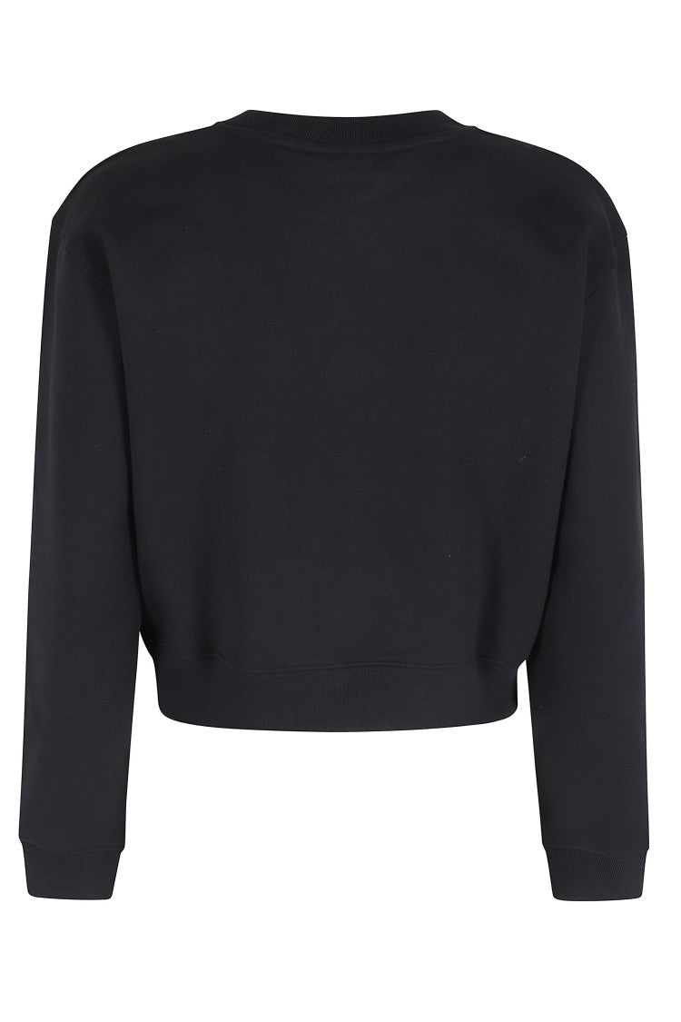 Maison Kitsuné Black Cropped Front-Embroidered Cotton Sweatshirt